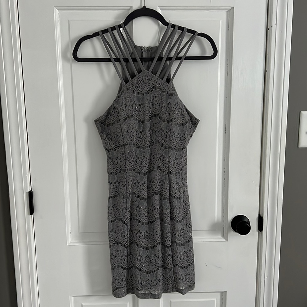 High Neck Silver Mini Dress (juniors sizing)
